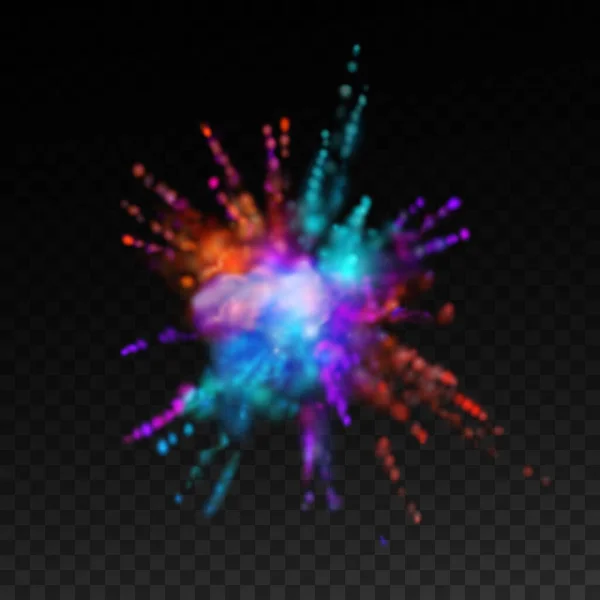 Nube explosiva multicolor de tinte en polvo — Vector de stock