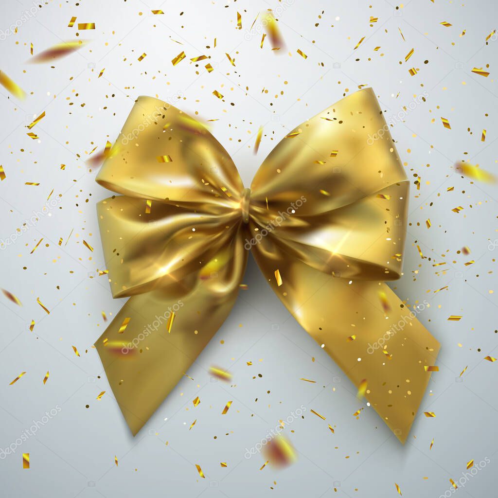 Golden Bow And Ribbons.