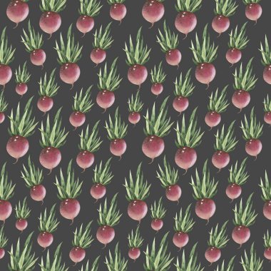 Hand-drawn root vegetables. Seamless nature background. Fresh organic sketch food.