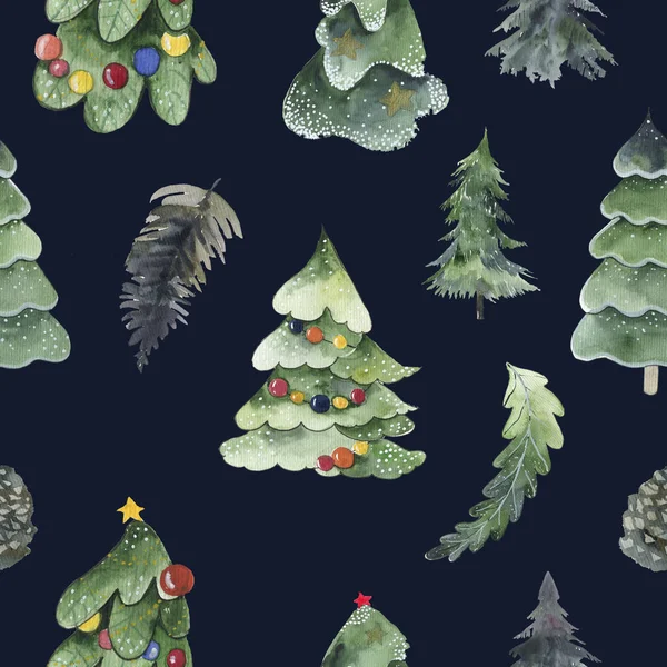 Seamless pattern of christmas tree elements, doodle, eve — Stock Photo, Image