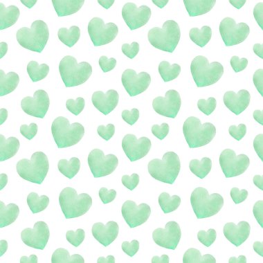 Tekrarlanan suluboya kalpler romantik tarzda. Sevgililer Günü için desen.