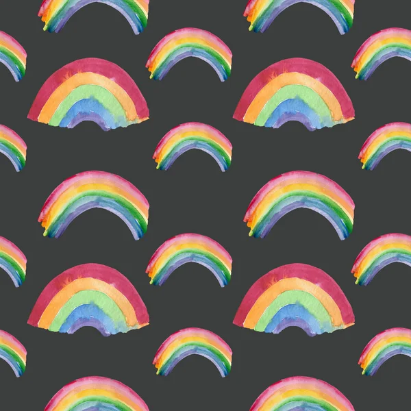 Rainbow background. Seamless pattern with colorful rainbows for kids holidays,
