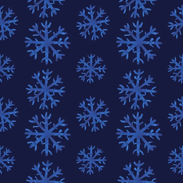 Snowflake seamless pattern. Snowflake watercolor repeated background in — Stock Photo, Image