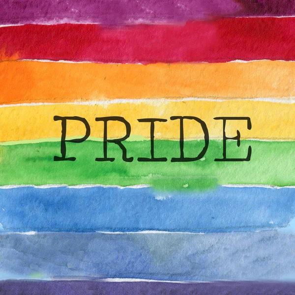 Ilustración de corazón en colores LGBT. El amor gay es amor. Cartel inspirador del Orgullo Gay con forma de corazón de espectro arcoíris. Emblema de homosexualidad . —  Fotos de Stock
