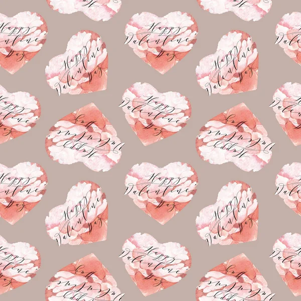Seamless texture with funny hearts in watercolor style — Stock Photo, Image