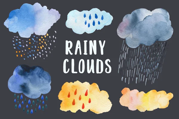 Yellow rainy cloud. Scandinavian poster for children's room decor — Stockfoto