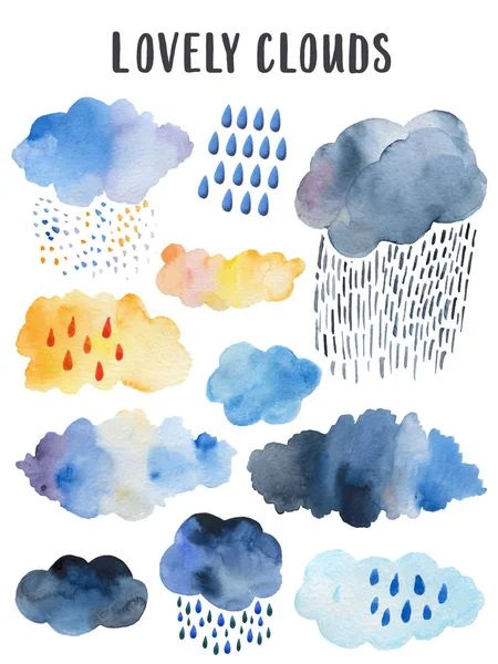 Yellow rainy cloud. Scandinavian poster for children's room decor — Stockfoto