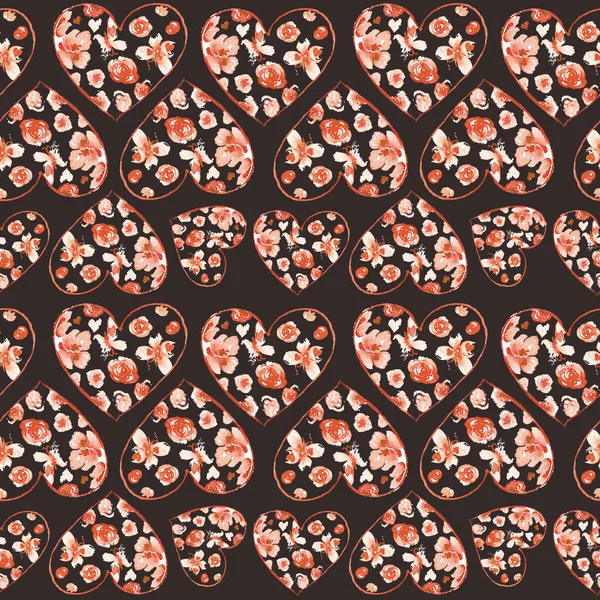 Vintage Floral Pattern. Heart Shape made of rose. Valentine's Day Background. Good for web, — 스톡 사진