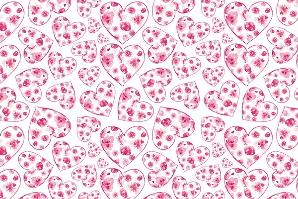 Seamless pattern with hand drawn hearts. Creative abstract texture for wrapping, textile, wallpaper. — 스톡 사진