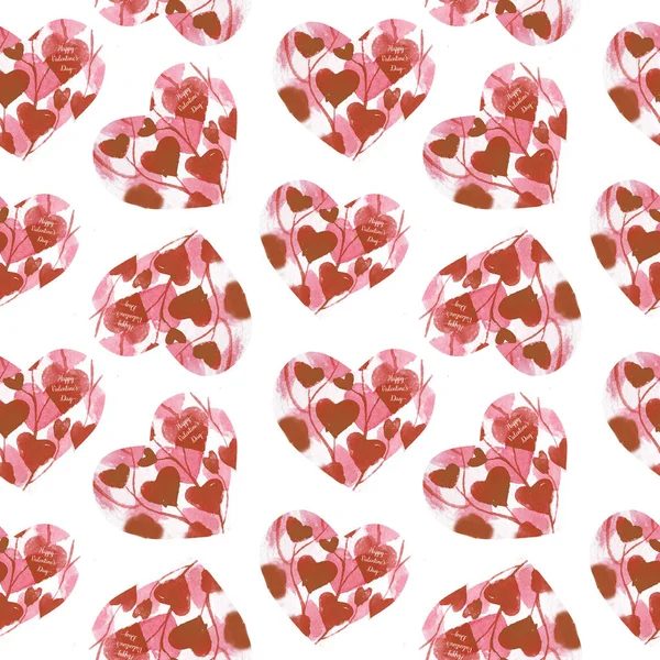 Seamless pattern with hand drawn hearts. Creative abstract texture for wrapping, textile, — 스톡 사진