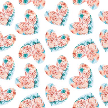 Kusursuz desenli, elle çizilmiş kalpler. Sarma, tekstil ve duvar kâğıdı için yaratıcı soyut doku. Serbest çizim