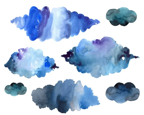 Nubes retro y lluvia en el cielo ilustración azul estilo escandinavo fondo Nubes retro y lluvia en el cielo ilustración azul estilo escandinavo fondo —  Fotos de Stock