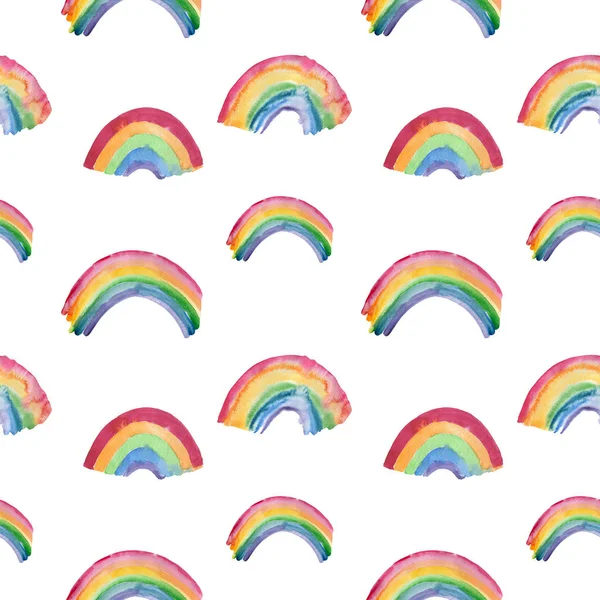Rainbow background. Seamless pattern with colorful rainbows for kids holidays, — 스톡 사진