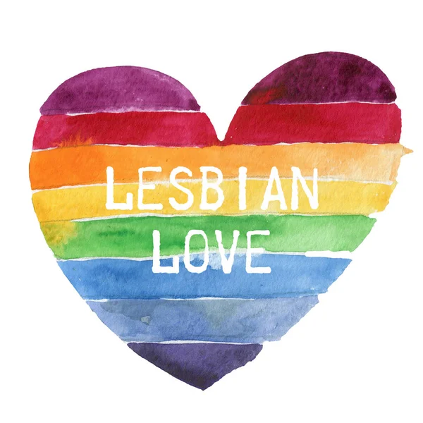 用Lgbt颜色说明心脏。 同性恋之爱就是爱情。 具有彩虹光谱心形的励志同志骄傲海报。 同性恋标志. — 图库照片