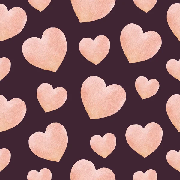 Watercolor seamless pattern with colorful hearts. Valentines background abstract illustration. — 스톡 사진