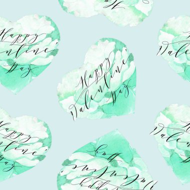 Valentine's day hearts template. Watercolor flower Romantic Sticker.