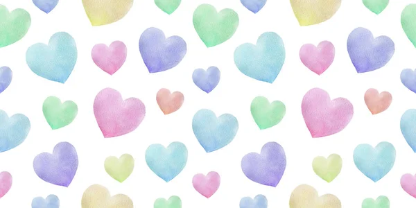 Upprepade Akvarell Hjärtan Romantisk Stil Mönster För Alla Hjärtans Dag — Stockfoto