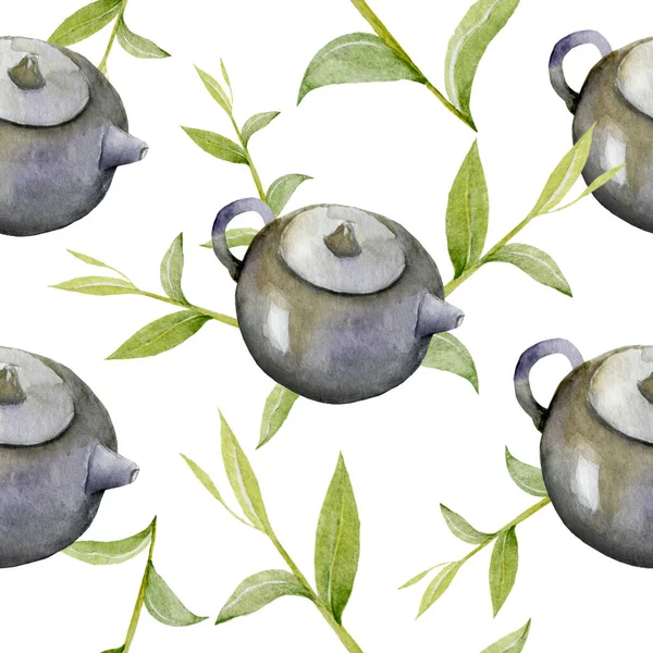 Cerimonia del tè giapponese. Tè Matcha. modello senza soluzione di continuità — Foto Stock