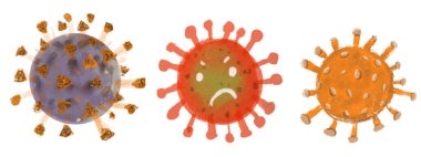 Coronavirüs Mikroskobik Virüs Bakteri Toplama Seti. Sağlıksız tehlike bakterileri farklı şekillerde. Bilim Biyoloji Laboratuvarı Bakteri Renkli Kavramsal 3D İllüstrasyonlar