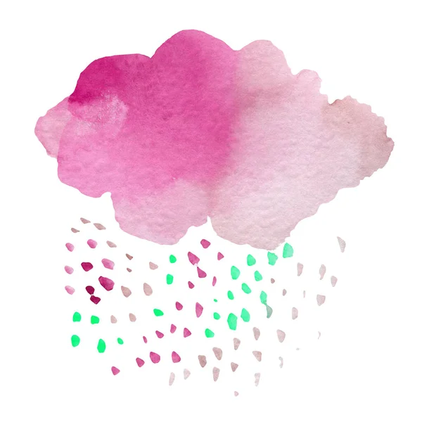 Nuage avec pluie. Météo en toile de fond. Climat aquarelle, brosse, emballage — Photo