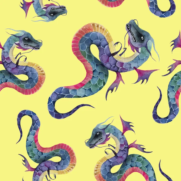 龍とのシームレスなパターン — ストック写真