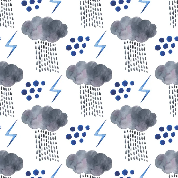 Roztomilý ručně kreslené bezešvé vzor s mraky. Vtipné pozadí. ilustrace — Stock fotografie