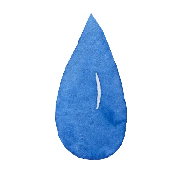 单个蓝色闪光水滴的水彩画 — 图库照片