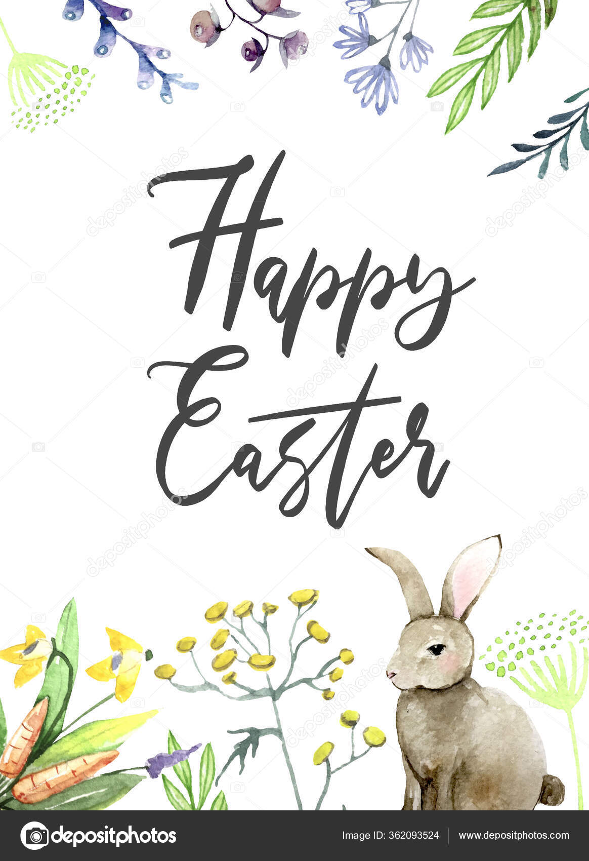 Vintage easter bunnies with eggs and willow branches. illustration Stock Illustration by