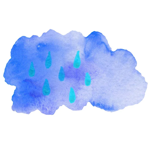 Acquerello nuvola piovosa. Illustrazione ad acquerello bolla, aria, luminoso, brillare, carta, colorato, simbolo, morbido — Foto Stock