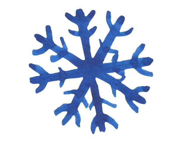 Sneeuwvlok Pictogram. Aquarel blauwe illustratie op een wit — Stockfoto