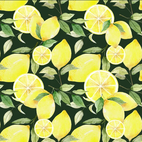 Nahtloses Blumenmuster. Zitronenfrüchte Hintergrund. Blumen, Blätter — Stockfoto