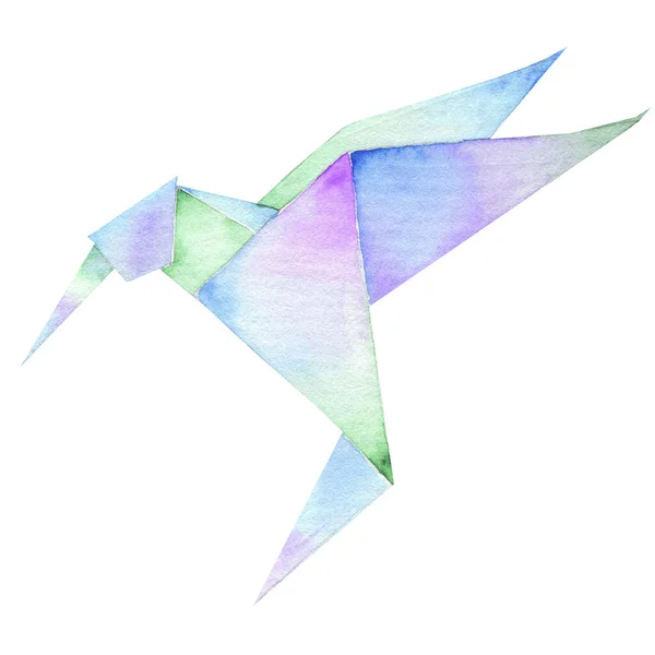 Origami oiseau aquarelle collection peinte isolé sur blanc — Photo