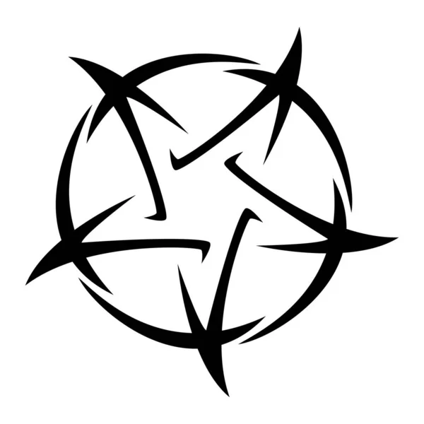 Pentagram Vektor Illustration Tatuering Femuddig Stjärna Isolerad Vit Bakgrund — Stock vektor