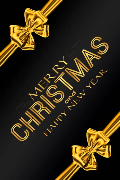 Vertical Christmas Card Inscription Merry Christmas Happy New Year Dark — ストック写真
