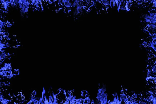 Quadrado Abstrato Fogo Azul Sobre Fundo Preto — Fotografia de Stock