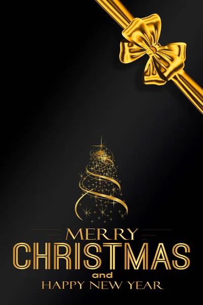 Vertical Christmas Card Inscription Merry Christmas Happy New Year Dark — ストック写真