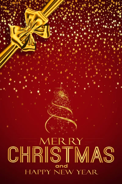 Vertical Christmas Card Inscription Merry Christmas Happy New Year Red — ストック写真