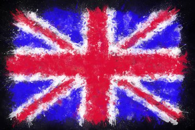 Fırça darbeleriyle boyanmış Uk bayrağı.