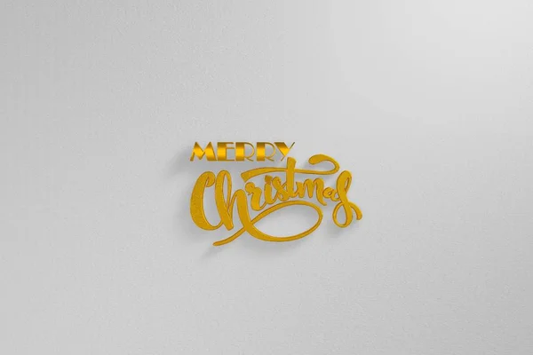 Inscriptie Vrolijk Kerstfeest Gouden Letters Een Witte Achtergrond — Stockfoto