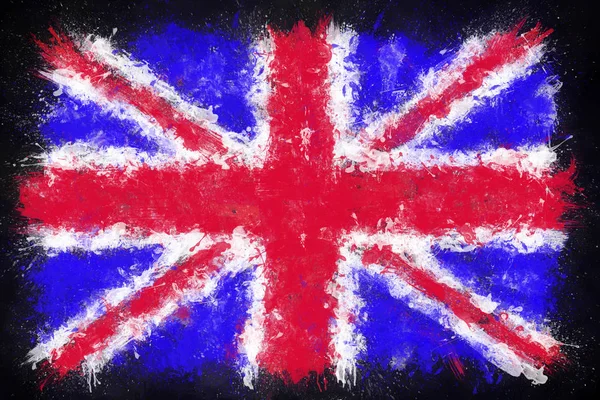 Bandeira Reino Unido Pintada Com Efeito Pinceladas — Fotografia de Stock