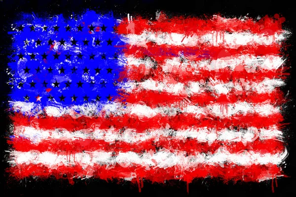 Amerika Flagga Målad Med Penseldrag Effekt — Stockfoto