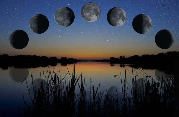 Illustration Der Mondphase Nachthimmel — Stockfoto