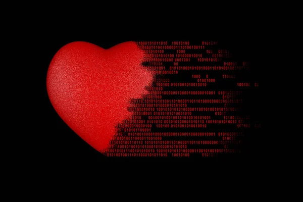 Liebe Binärcode Ziffern Kommen Aus Dem Herzen — Stockfoto