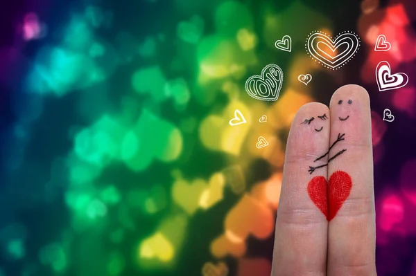 Έννοια για ευτυχισμένο ζευγάρι. Δύο ερωτευμένα δάχτυλα. — Φωτογραφία Αρχείου