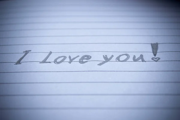 I Love You written in pencil on paper — Stock fotografie