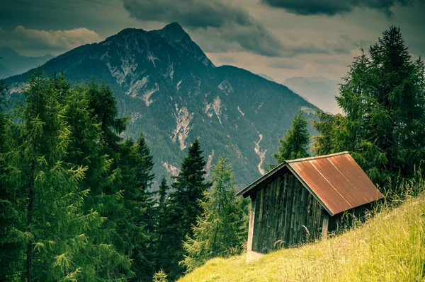 Small house on the mountainside — 스톡 사진