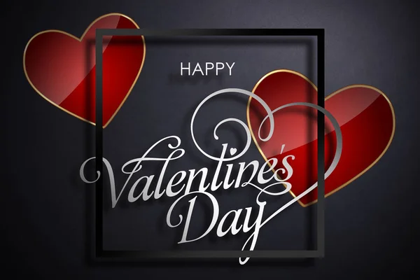 Concepto Amor Inscripción Feliz Día San Valentín Sobre Fondo Oscuro — Foto de Stock