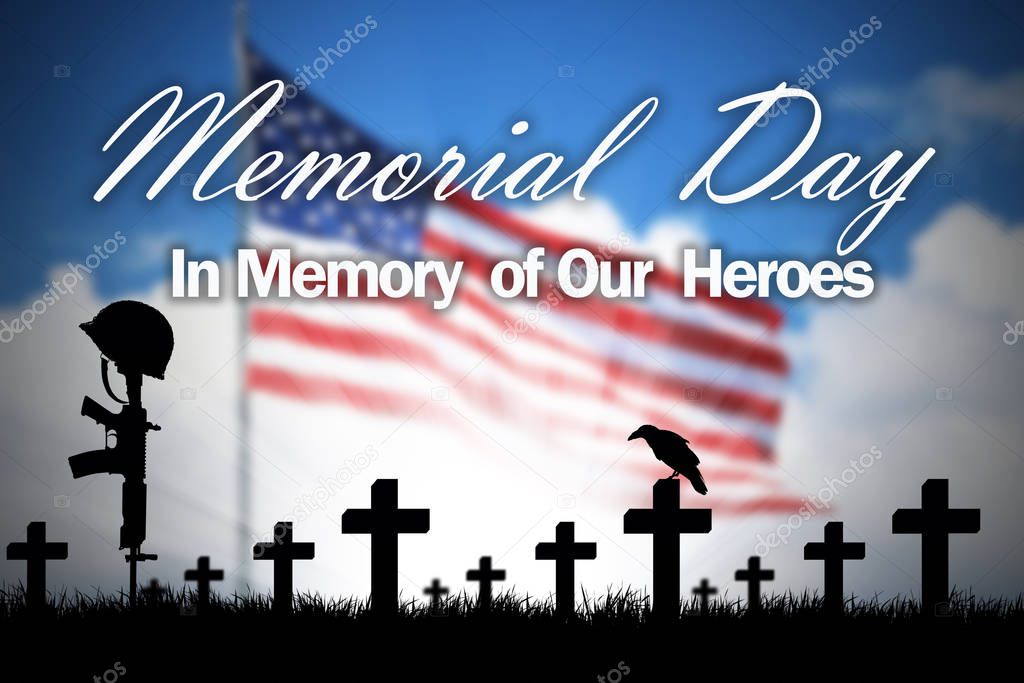 Memorial Day on the background of the American flag