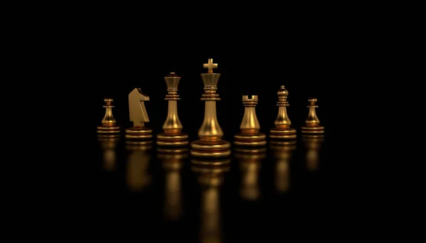 Illustration Chess Pieces Row Gold Color — Stock Photo, Image