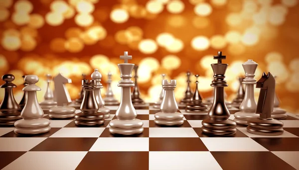 背景がぼやけているチェスの駒の3Dイラスト — ストック写真